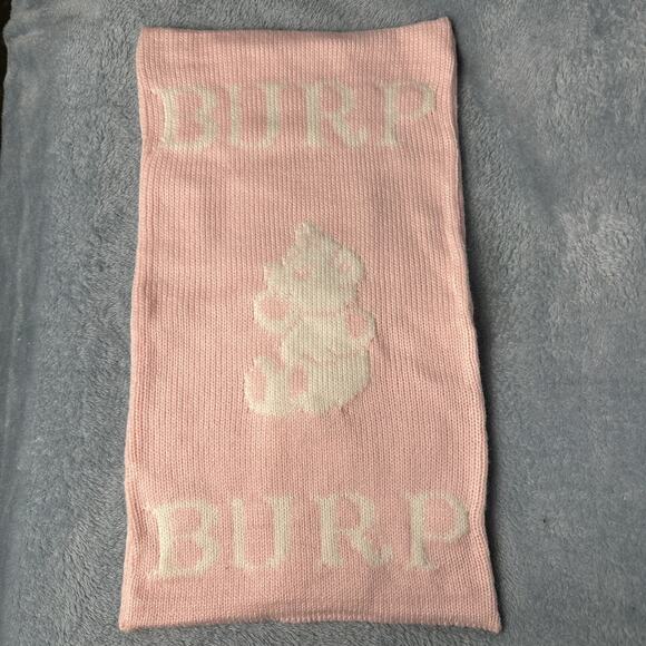 Vintage Burp Cloth Handmade Pink White Classic Lap Blanket Bear Baby Girl - Picture 1 of 3